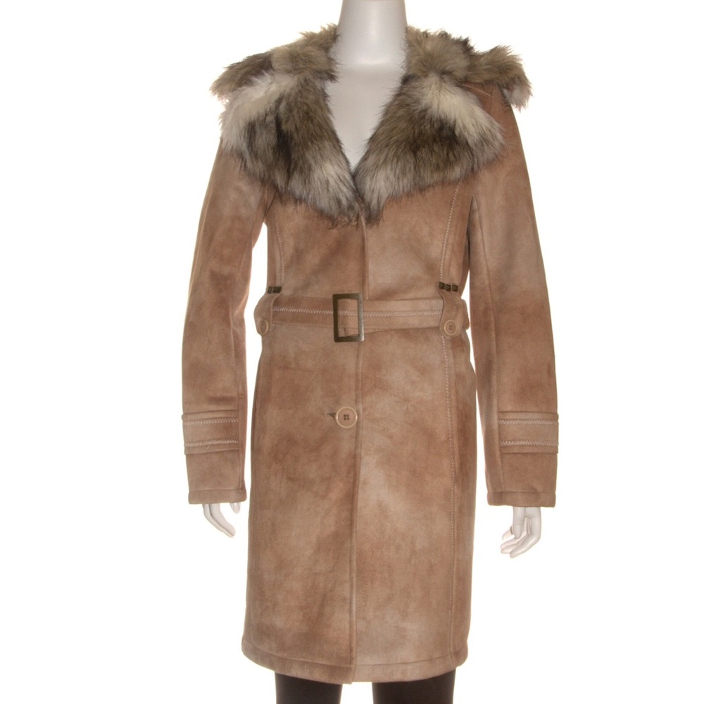 Ultra Faux Suede Belted Trench Coat